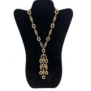 Vtg 60s 70s Trifari Gold Tone Dangle Pendant Necklace
